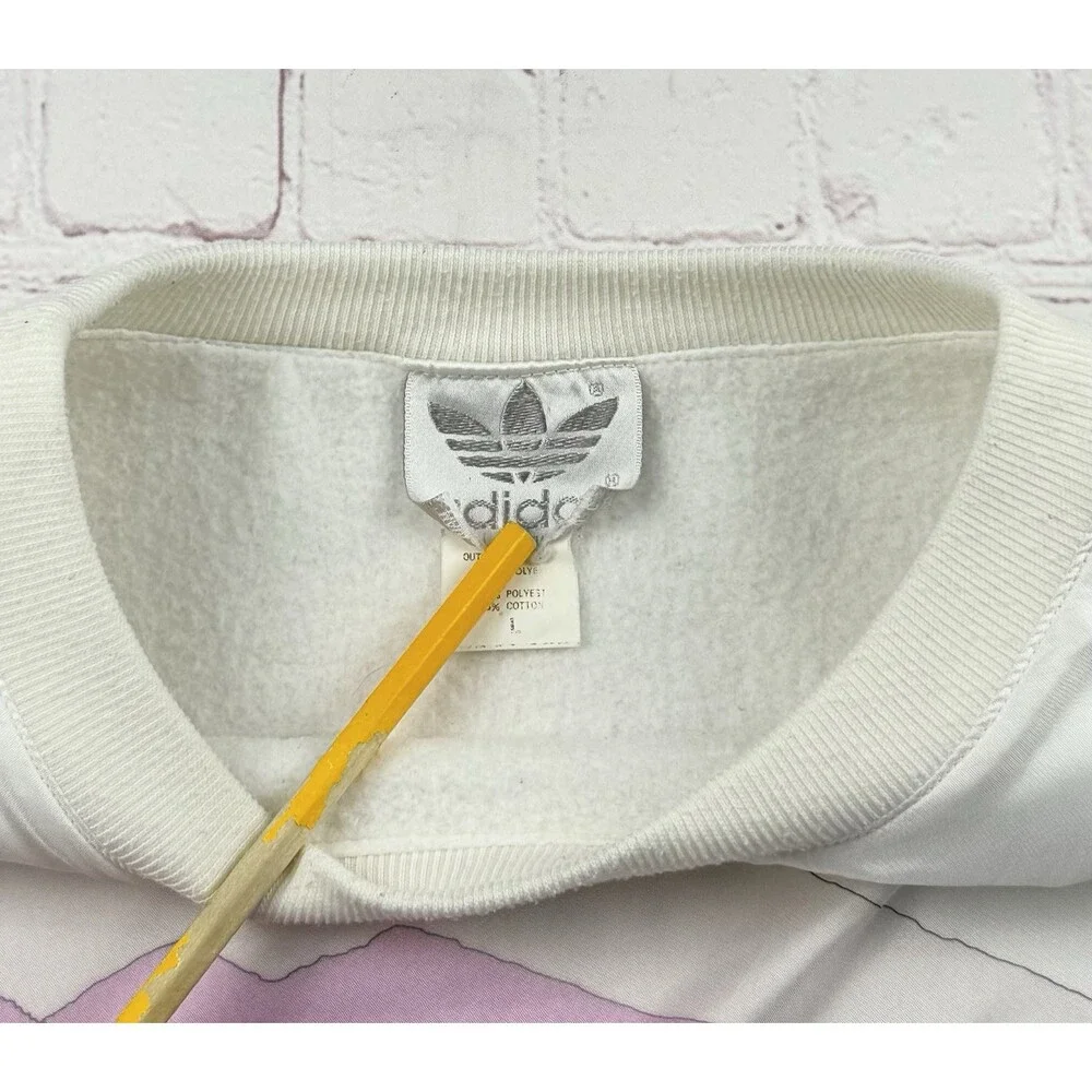Vintage 80s Adidas AOP Skiing Ski Snow Winter Pink Nylon Sweatshirt Size Large L